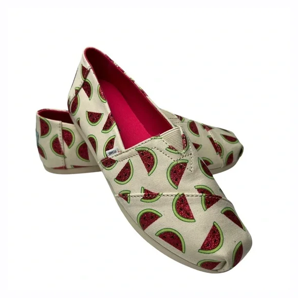 Toms Shoes Toms Womens Alpargata Cream Red Glitter